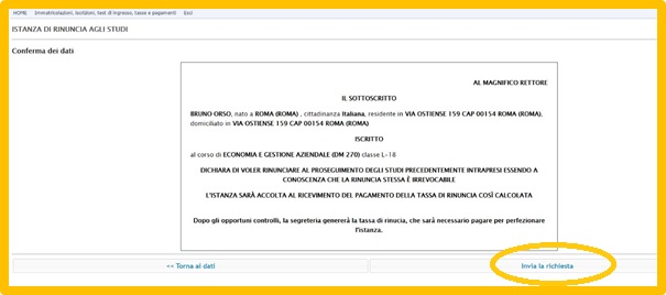 Come presentare la domanda di rinuncia agli studi - Portale dello Studente